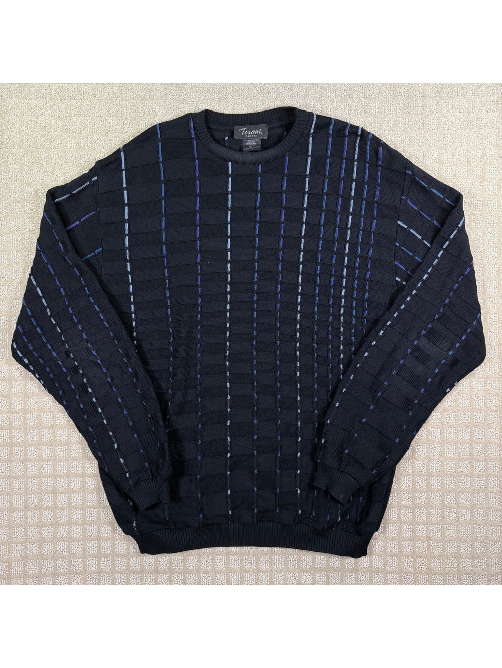 Tosani Canada black patterned knit sweater size M